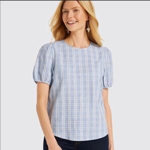 Draper James Blue and White Top